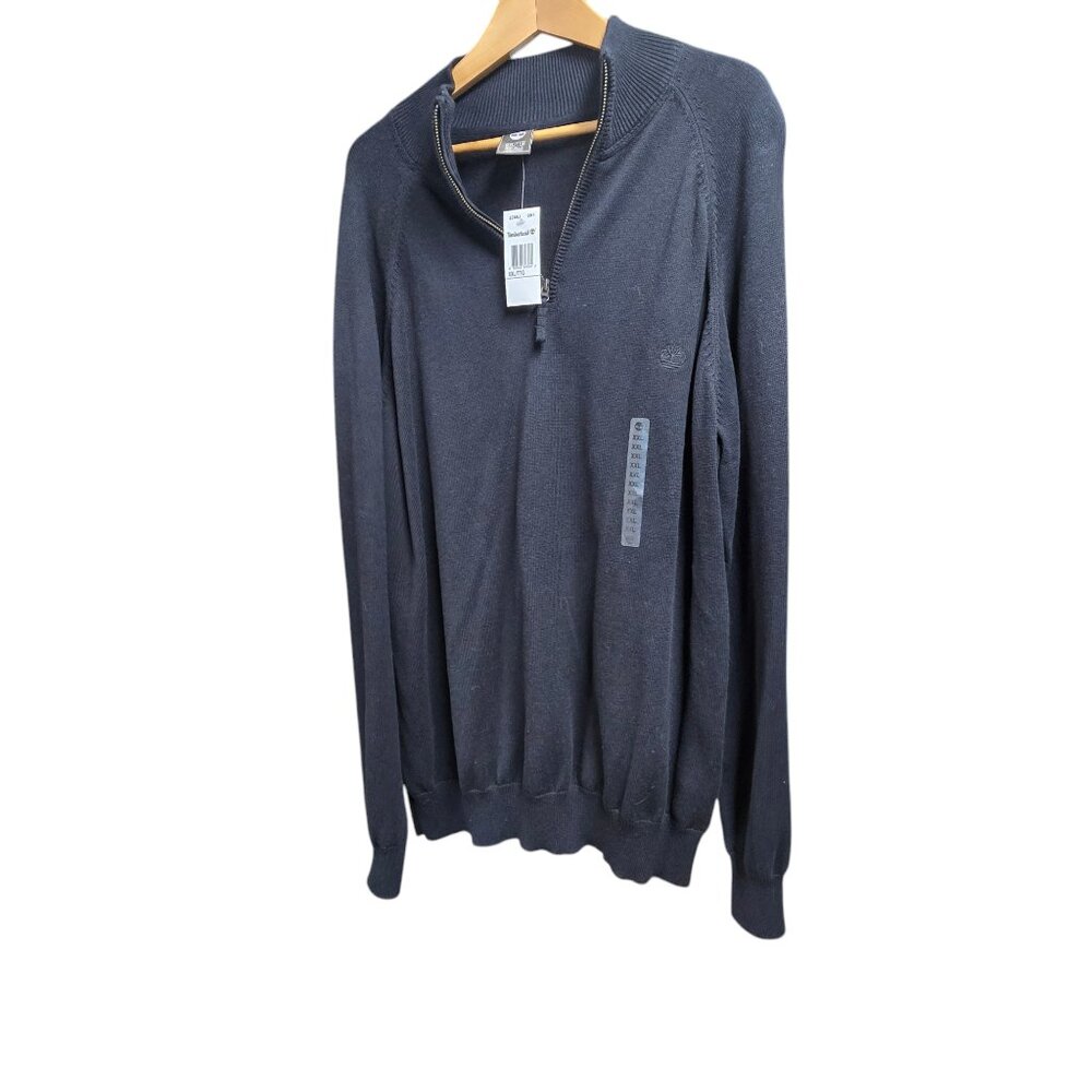 NWT Timberland Men's Quarter-Zip Raglan Sweater 100% Cotton XXL